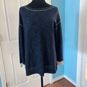 T By Talbots Sweater Women M Navy Blue Crew Neck Long Sleeve Pullover Sweater